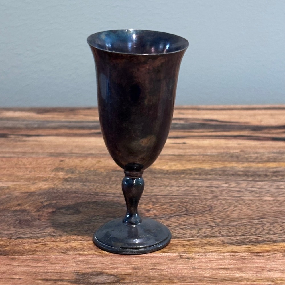 Reed‎ & Barton Mini Silver Plate Goblet 4 Inch Silver Vintage Goth